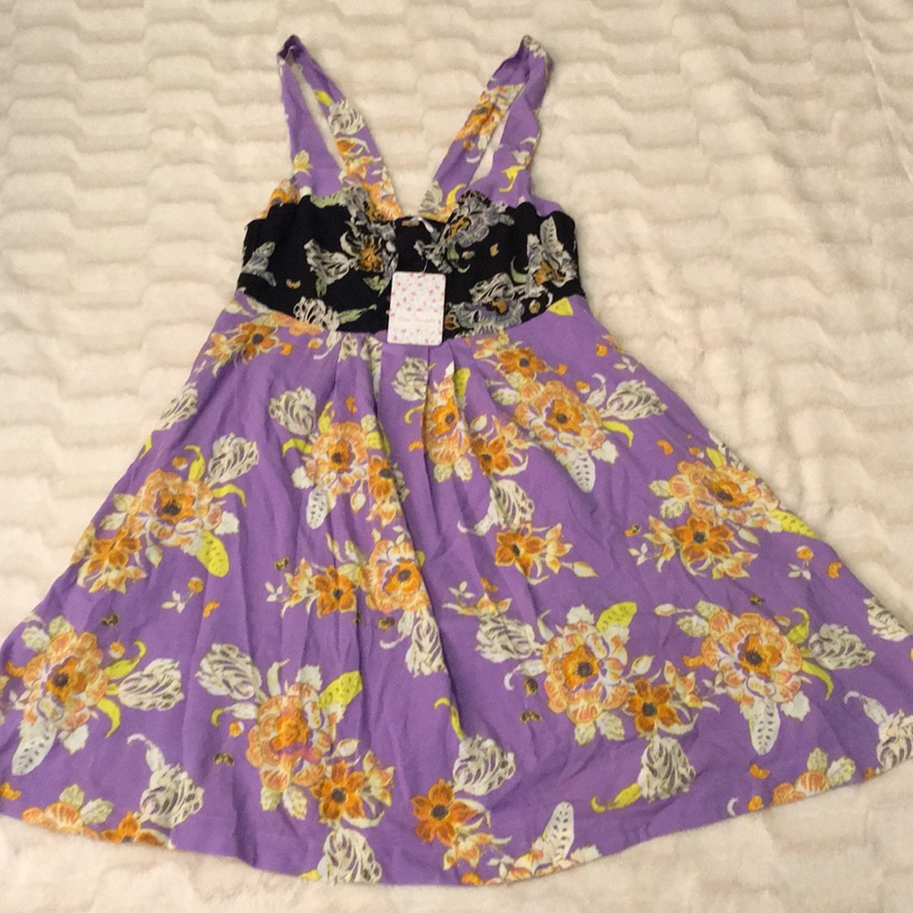 Free People Baby It’s You Floral Mini Dress M - Picture 3 of 5